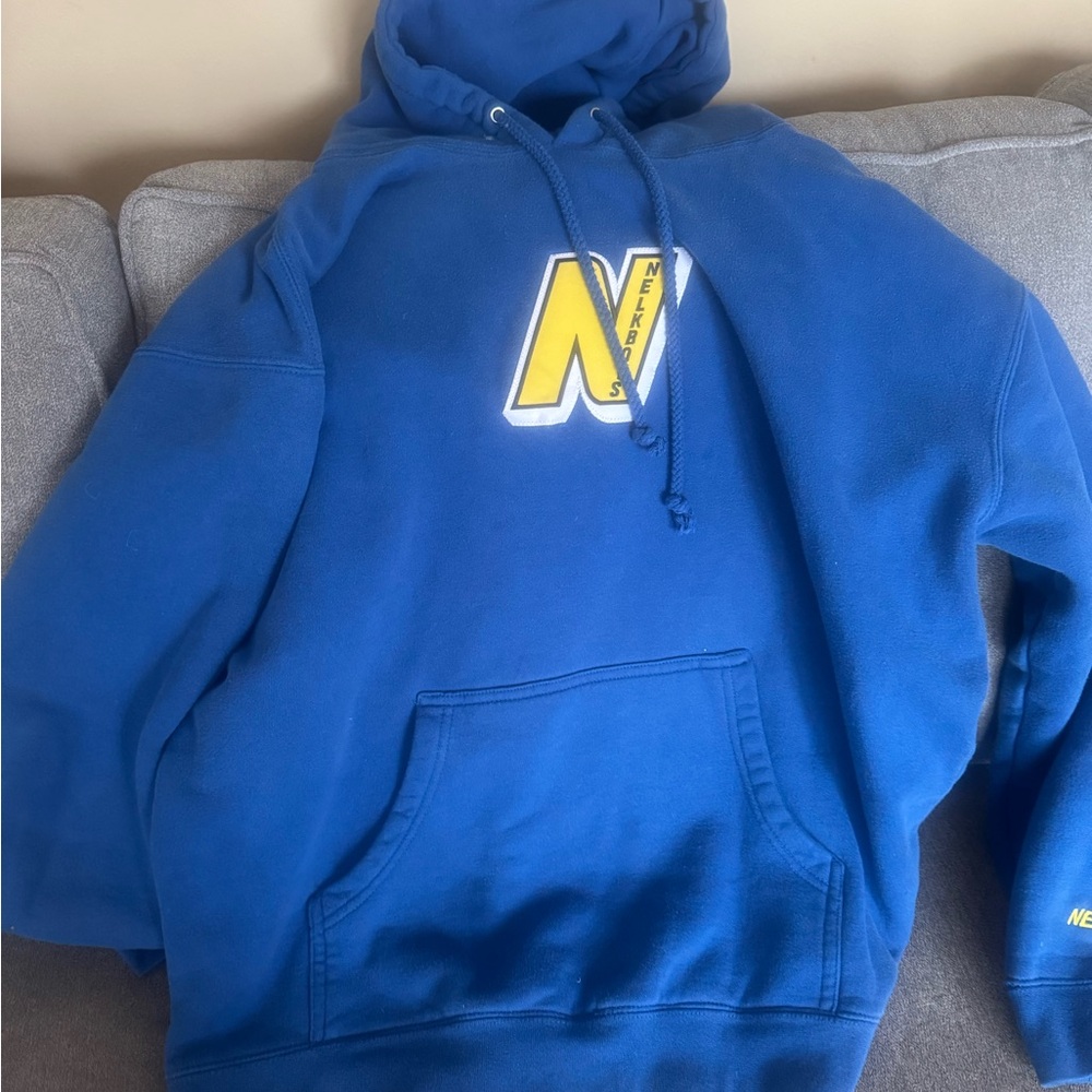 FULL SEND Blue and Yellow Sweatshirt with Hood and Logo